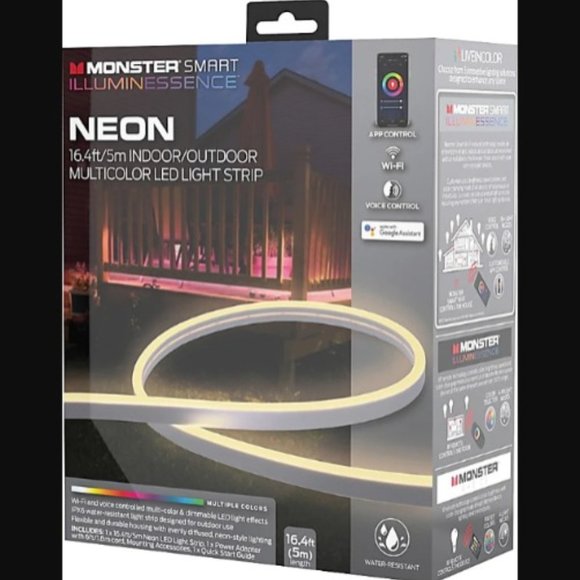Monster Neon Smart LED Light Strip, 16.4', Indoor/Outdoor, Multicolor And White - Picture 3 of 5